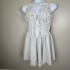Justify Polka Dot Dress Juniors XL Fit & Flare Lace Trim On Straps Hem Coquette